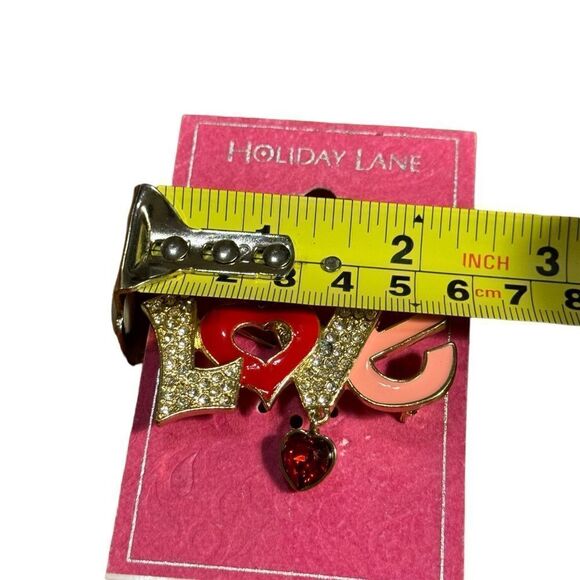 Holiday Lane Gold-Tone Crystal Heart Love Pin - Picture 3 of 4